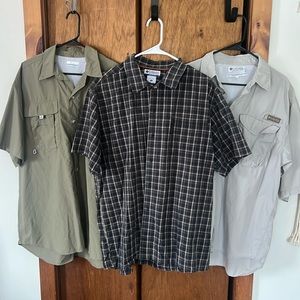 Three Large Columbia Shirts - Short  Sleeve Button Downs